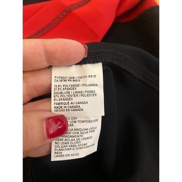 Tristan, women's red/black color block sleeveless fitted, back zip short dress 6 - Picture 9 of 9